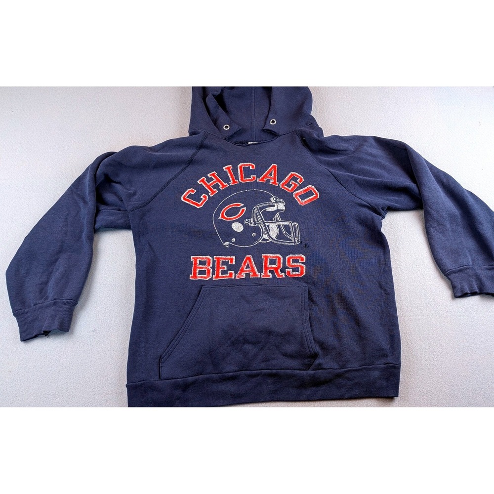 Vintage Champion Chicago Bears Hoodie Navy Blue XL Blue Bar Tag Made in USA